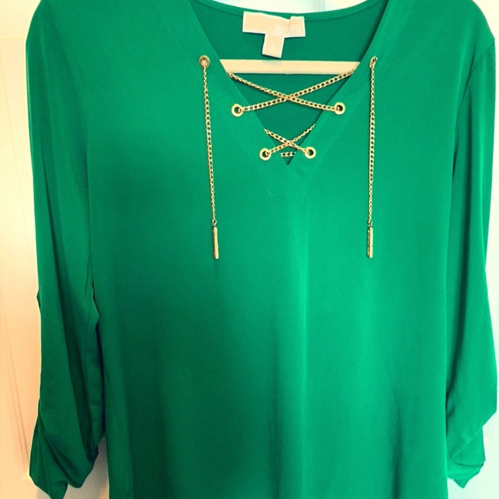 Vibrant Green Michael Kors Gold Chain Shirt